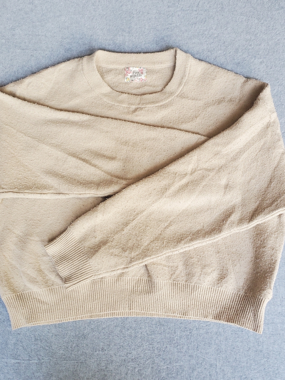 Pink Republic Cream Knit Crewneck Sweater
